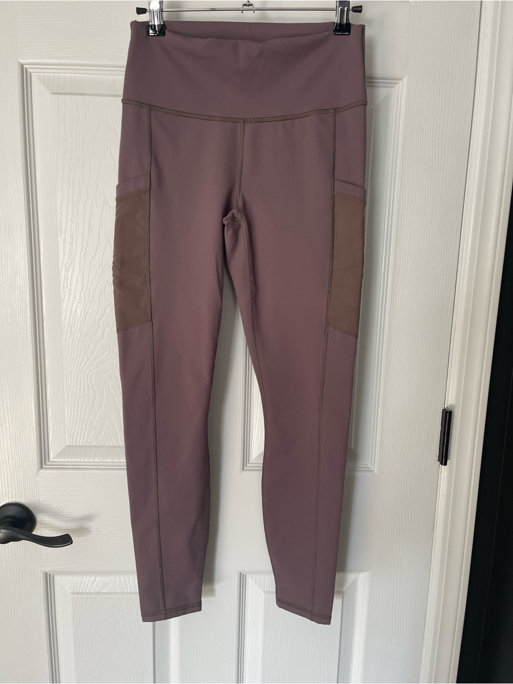 Fabletics Powerhold High-Waist Mauve Active Leggings with Side Mesh Pockets